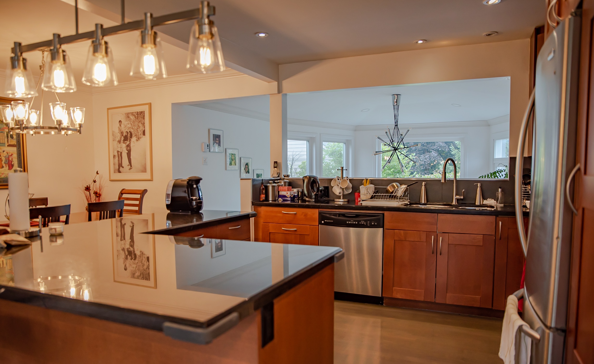 Featured central skylight well.